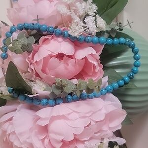 Turquoise immitate Necklace Silver Lock, 16 inch